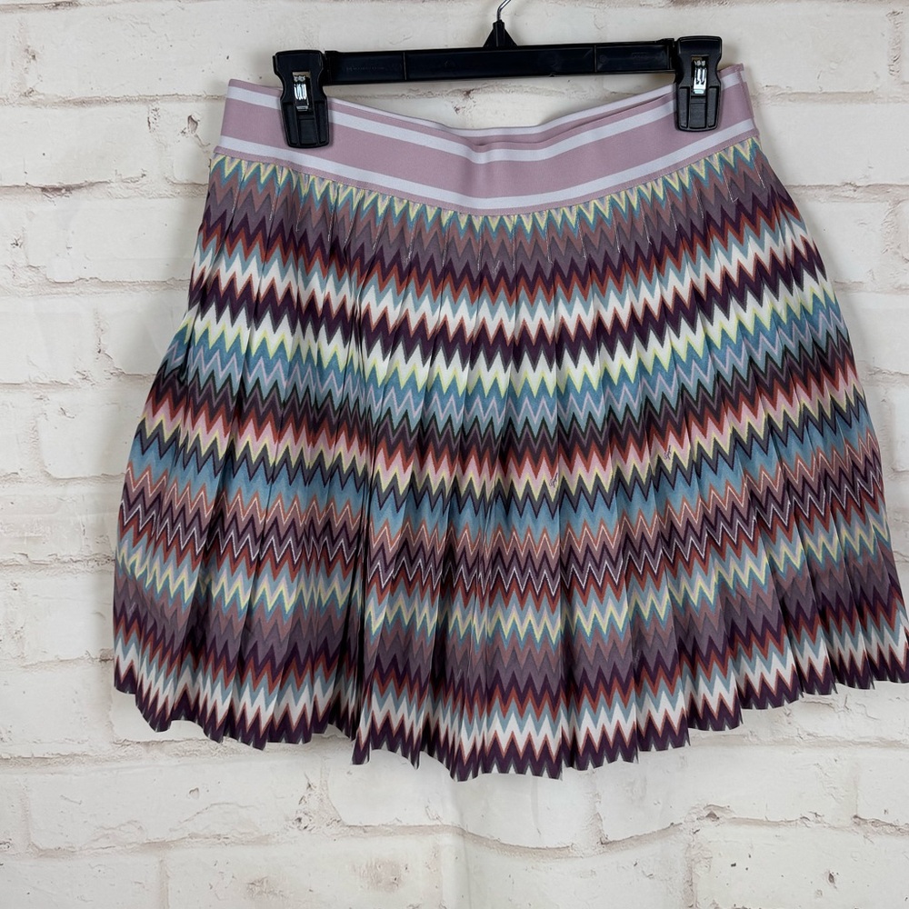 Greyson Multicolor Chevron Pleated Skort - Lavender, Teal, Burgundy